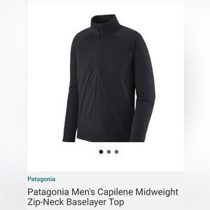 Patagonia Mens Capilene Midweight
Zip-Neck Baselayer Top Black